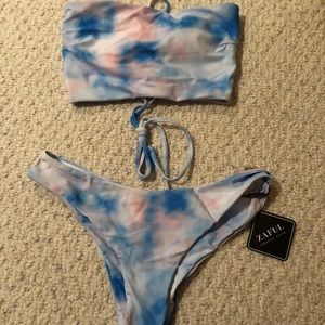 Tie Dye Lace Up Bikini